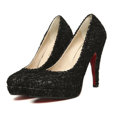 black lace heels closed toe