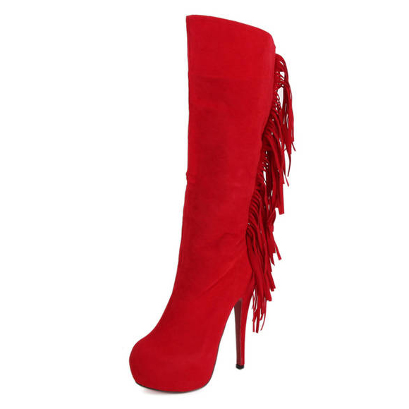 red suede stiletto boots