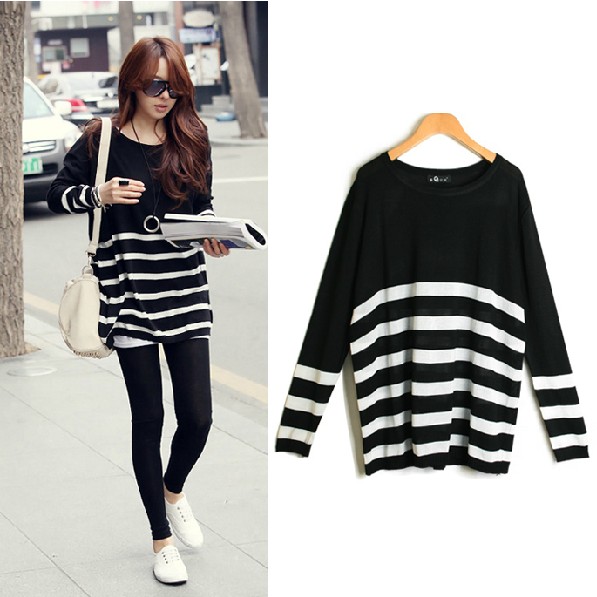 korean o neck sleeve stripe acrylic sweater sweaters cardigans top lovelywholesale korean o neck sleeve stripe acrylic sweater sweaters cardigans top lovelywholesale