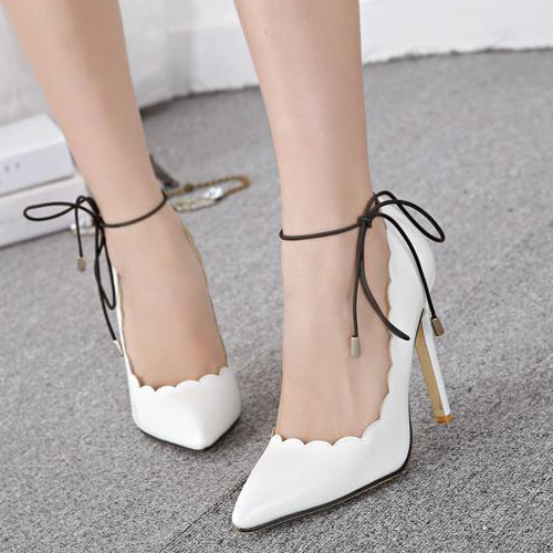 Cheap Fashion Pointed Closed Toe String Tied Stiletto Super High Heels