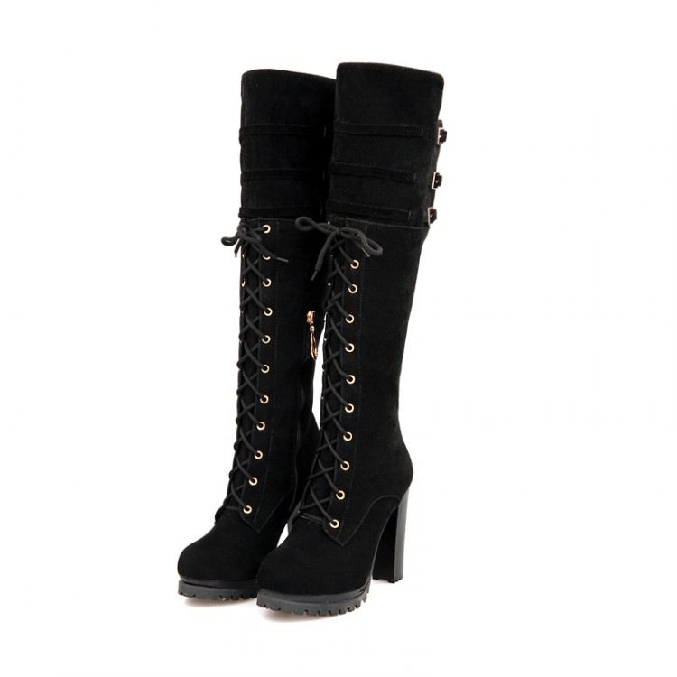High Heel Over the Knee Black Suede Martens Boots_Boots_Womens Shoes ...