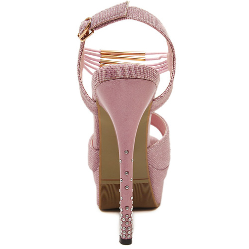Cheap Fashion Peep Toe Platform Stiletto Super High Heel Pink Ankle