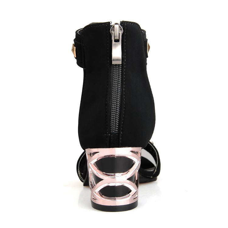 black mid heel sandals with ankle strap