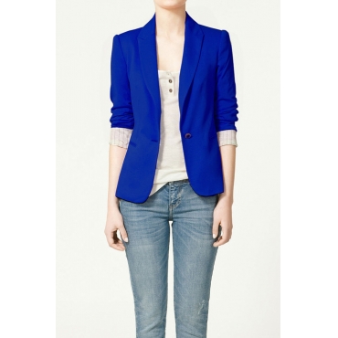 Skinny Single-breasted Half Sleeves Deep Blue Women Suit_Blazer&Suits ...