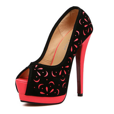 Fashion Round peep Toe Stiletto High Heel Red Suede Pumps_Pumps_Shoes ...