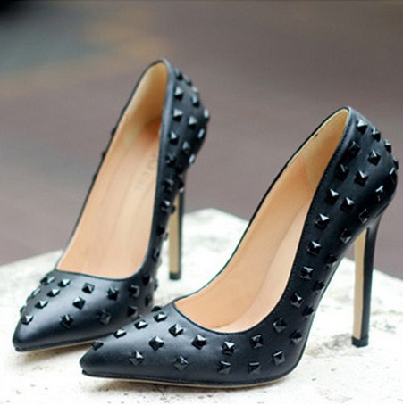 Fashion Pointed Toe Closed Stiletto High Heel Basic Black PU Pumps_GIFT ...