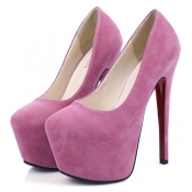 Fashion Stiletto High Heels Pink Suede Cross Ankle Wrap Pumps_Pumps ...