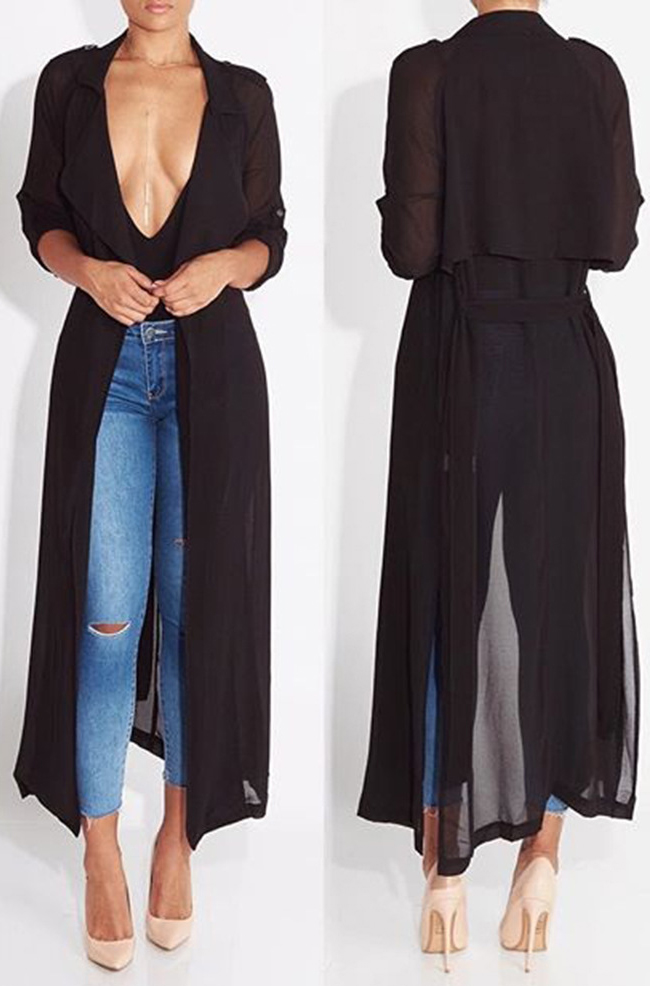 Chiffon Long Sleeve X Long Coat&Jacket_Coat&Jacket_Outerwear&Coats ...